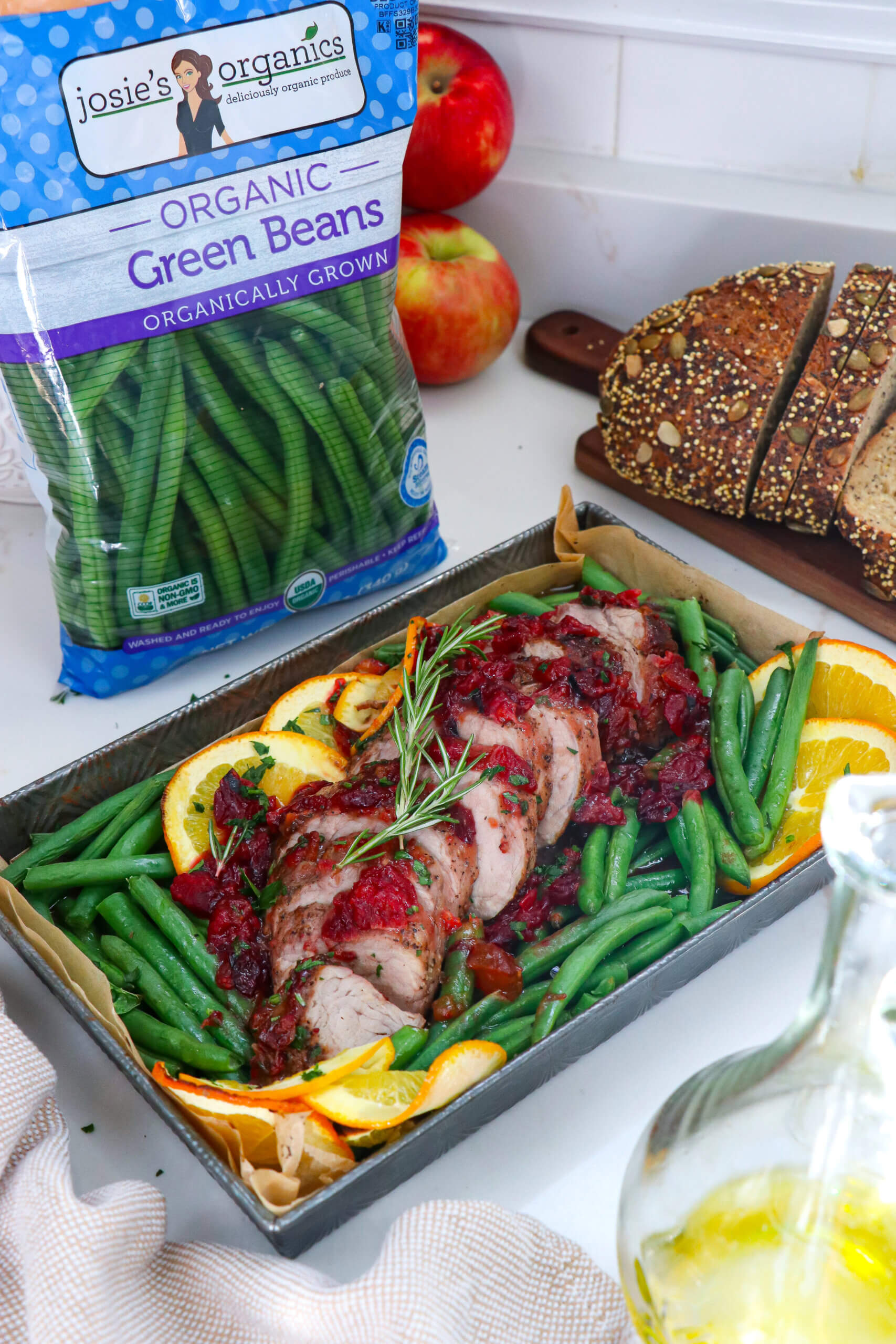 Roasted CranberryOrange Pork Tenderloin w/Green Beans Josie's Organics
