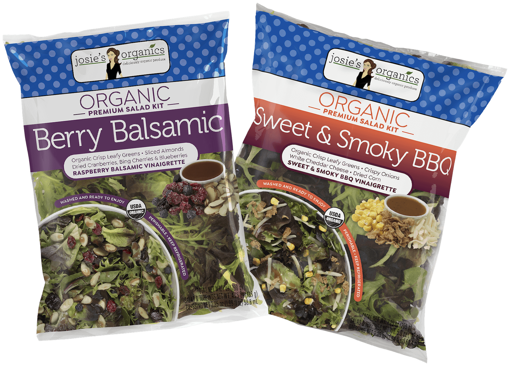 berry balsamic and sweet & smoky bbq salad kits